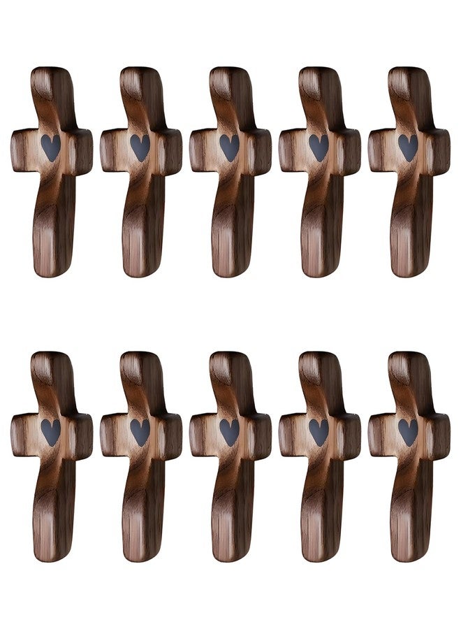 JIUKONG 10-Pack Wooden Cross Fidget, Handmade Pocket Wood Crosses, Cross My Heart | Encouragement Gift, Relieve Anxiety for Yourself, Inspirational Easter Gift for Christian Faith, Prayer, Christmas Gifts - Image 1